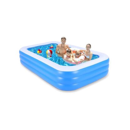 Kumix Inflatable Pool, 120" x 72" x 22" Swimming Pools Above Ground, Oversized Thickened Family Rectangle Pool for Adults, Kids, Toddlers, Outdoor Large Pools for Backyard, Summer Water Party