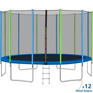Kumix Trampoline with Enclosure, 1400LBS 16FT Trampoline for Kids and Adults, Outdoor Trampoline with Ladder, Heavy Duty Recreational Trampoline Capacity for 7-8 Kids, No Gap Design Round Trampoline