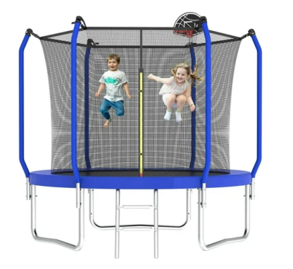 Kumix Trampoline 8FT 10FT 12FT 14FT, 800LBS Trampoline for 2-3 Kids, Outdoor Tramppoline with Enclosure, Basketball Hoop and Ladder, Upgraded Heavy Duty Galvanized Anti-Rust Trampoline