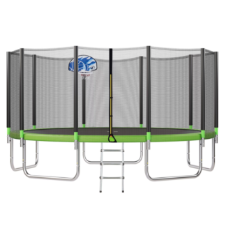 Kumix Trampoline for Kids and Adults, 1200LBS 15FT Trampoline with Enclosure Net, Basketball Hoop and Ladder, Easy Assembly Round Outdoor Recreational Trampoline