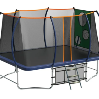 Kumix Rectangle Trampolines 8FT x 14FT, 1760lbs Trampoline for Adults Kids with Enclosure, Storage Bag, Target Cloth and Soccer Ball, Rectangular Trampoline Curved Poles Trampoline
