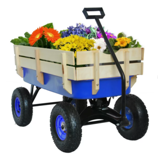 Kumix Wagon Cart for Kids, Heavy Duty Utility Wagon with 10'' Air Tires, Removable Sides, 330LBS Capacity for 2 Kids, All-Terrain Pulling Beach Cart, Garden Wagon Cart, Blue