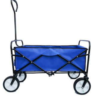 Kumix Wagon Cart, Collapsible Wagon with Push Bar, Beach Wagon for Sand with Big Wheels, Heavy Duty Foldable Wagons for Kids, Garden Utility Wagon, Beach Cart for Camping, Shopping,Blue