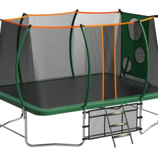 Kumix Rectangle Trampolines 8FT x 14FT, 1760lbs Trampoline for Adults Kids with Enclosure, Storage Bag, Target Cloth and Soccer Ball, Rectangular Trampoline Curved Poles Trampoline