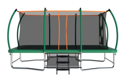 Kumix Rectangle Trampoline 10FT x 16FT, 1760LBS Trampoline for Adults/8-10 Kids with Enclosure, Storage Bag, Target Cloth and Soccer Ball, Rectangular Trampoline Curved Poles Trampoline