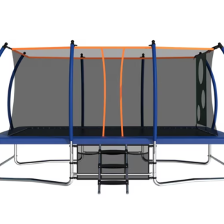 Kumix Rectangle Trampoline 10FT x 16FT, 1760LBS Trampoline for Adults/8-10 Kids with Enclosure, Storage Bag, Target Cloth and Soccer Ball, Rectangular Trampoline Curved Poles Trampoline