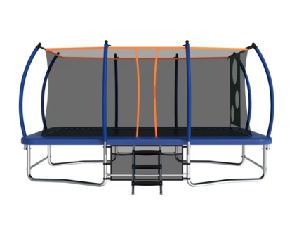 Kumix Rectangle Trampoline 10FT x 16FT, 1760LBS Trampoline for Adults/8-10 Kids with Enclosure, Storage Bag, Target Cloth and Soccer Ball, Rectangular Trampoline Curved Poles Trampoline