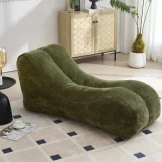 Kumix Bean Bag Sofa Chair, Polyester Bean Bag Chair with High-quality Sponge, Plump and Elastic Bean Bag Sofa Chair for Kids Teens Adults, Creative Beanbag Chair for Living Room, Olive Green