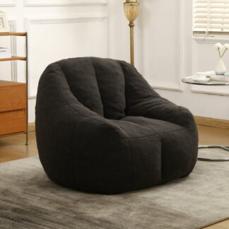 Kumix Bean Bag Chair with Filler, Bean Bag Sofa with Tufted Soft Stuffed Filling, Fluffy and Lazy Sofa, Comfy Cozy BeanBag Chairs with Memory Foam for Dorm, Apartment, Living Room, Dark Grey