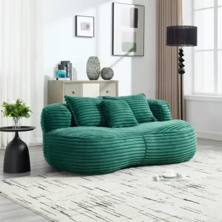 Kumix Bean Bag Chair, Lazy Sofa Chair Durable Comfort Lounger High Back Bean Bag Chair Couch for Adults and Kids, Indoor & Outdoor, Accent Floor Soft Lounge Chair for Reading, Emerald