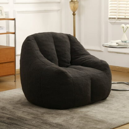 Kumix Bean Bag Chair with Filler, Bean Bag Sofa with Tufted Soft Stuffed Filling, Fluffy and Lazy Sofa, Comfy Cozy BeanBag Chairs with Memory Foam for Dorm, Apartment, Living Room, Dark Grey