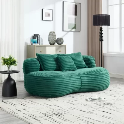 Kumix Bean Bag Chair, Lazy Sofa Chair Durable Comfort Lounger High Back Bean Bag Chair Couch for Adults and Kids, Indoor & Outdoor, Accent Floor Soft Lounge Chair for Reading, Emerald