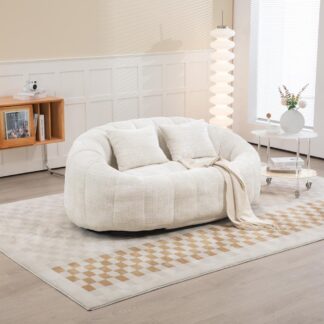 Kumix Bean Bag Sofa Lazy Sofa Durable Comfort Lounger High Back Bean Bag Chair Couch for Adults and Kids, Indoor & Outdoor, Accent Floor Soft Lounge Chair (Beige Chenille)