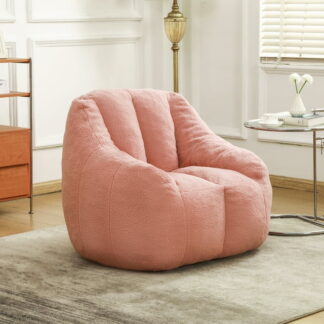 Kumix Bean Bag Chair with Filler, Bean Bag Sofa with Tufted Soft Stuffed Filling, Fluffy and Lazy Sofa, Comfy Cozy BeanBag Chairs with Memory Foam for Dorm, Apartment, Living Room, Pink