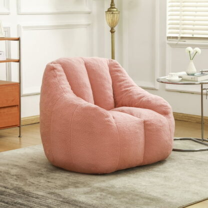 Kumix Bean Bag Chair with Filler, Bean Bag Sofa with Tufted Soft Stuffed Filling, Fluffy and Lazy Sofa, Comfy Cozy BeanBag Chairs with Memory Foam for Dorm, Apartment, Living Room, Pink