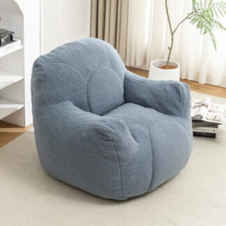 Kumix Bean Bag Chair with Filler, Bean Bag Sofa with Tufted Soft Stuffed Filling, Fluffy and Lazy Sofa, Comfy Cozy BeanBag Chairs with Memory Foam for Dorm, Apartment, Living Room, Light Blue