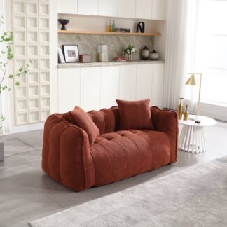 Kumix Soft Beanbag Chair with High Resilience Foam Core for 2 People, Comfortable Square Recliner Sofa is Ideal for Family Members and Friends Engaged in Games, Reading, Watching TV, Red