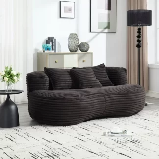 Kumix Bean Bag Chair, Lazy Sofa Chair Durable Comfort Lounger High Back Bean Bag Chair Couch for Adults and Kids, Indoor & Outdoor, Accent Floor Soft Lounge Chair for Reading, Black