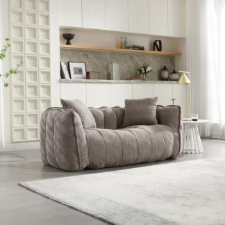 Kumix Soft Beanbag Chair with High Resilience Foam Core for 2 People, Comfortable Square Recliner Sofa is Ideal for Family Members and Friends Engaged in Games, Reading, Watching TV, Brown