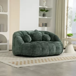 Kumix Bean Bag Sofa, Lazy Sofa Durable Comfort Lounger High Back Bean Bag Chair Couch for Adults and Kids, Indoor & Outdoor, Bean Bag Sofa with 2 Seats, Accent Floor Soft Lounge Chair, Emerald