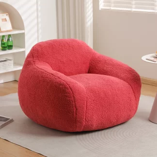 Kumix Bean Bag Chair, Comfy Beanbag Giant Bean Bag Chair for Adults with Spacious Design Bean Bag Couch with Armrest Large Bean Bag Chair with Memory Foam Filler for Living Room Bedroom, Red