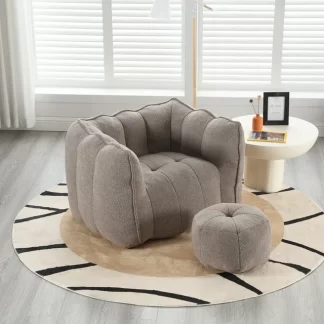 Kumix Bean Bag Chair with Armrests & Back Support, Chenille Reading Chair with Memory Foam, High Resilient Foam(Chips), Single Beanbag Sofa for Living Room, Bedroom, Game Room, Dorms, Coffee