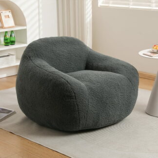 Kumix Bean Bag Chair, Comfy Beanbag Giant Bean Bag Chair for Adults with Spacious Design Bean Bag Couch with Armrest Large Bean Bag Chair with Memory Foam Filler for Living Room Bedroom, Dark Gray