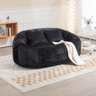 Kumix Bean Bag Sofa Lazy Sofa Durable Comfort Lounger High Back Bean Bag Chair Couch for Adults and Kids, Indoor & Outdoor, Accent Floor Soft Lounge Chair (Black Chenille)