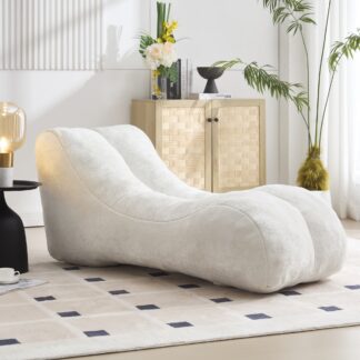 Kumix Bean Bag Sofa Chair, Polyester Bean Bag Chair with High-quality Sponge, Plump and Elastic Bean Bag Sofa Chair for Kids Teens Adults, Creative Beanbag Chair for Living Room, White