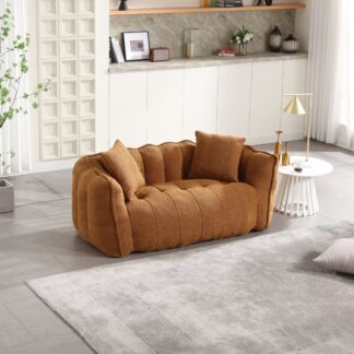 Kumix Soft Beanbag Chair with High Resilience Foam Core for 2 People, Comfortable Square Recliner Sofa is Ideal for Family Members and Friends Engaged in Games, Reading, Watching TV, Yellow