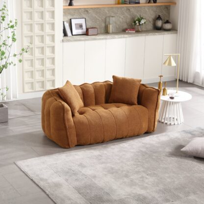 Kumix Soft Beanbag Chair with High Resilience Foam Core for 2 People, Comfortable Square Recliner Sofa is Ideal for Family Members and Friends Engaged in Games, Reading, Watching TV, Yellow