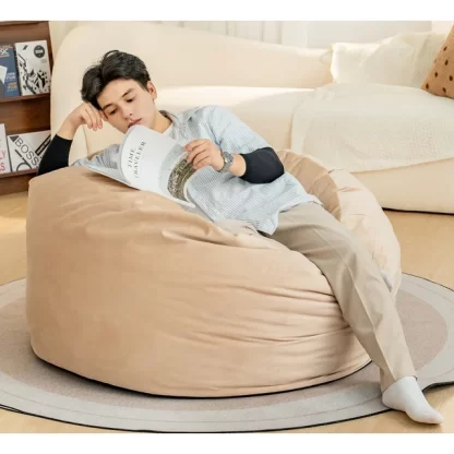 Kumix Bean Bag Chair, 4Foot Luxurious Velvet Ultra Soft Fur with High-Rebound Memory Foam for Kids Teens Adults, Plush Lazy Sofa with Fluffy Removable Spong, Giant Bean Bag Chair for Bedroom, Camel