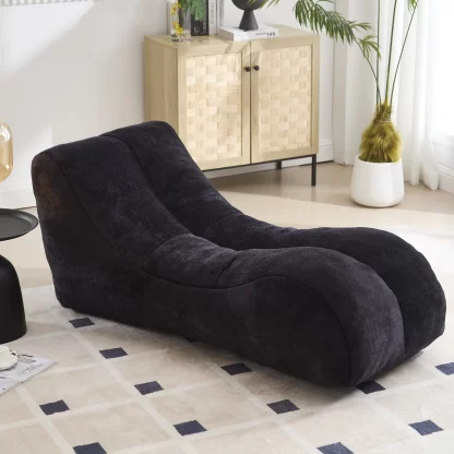 Kumix Bean Bag Sofa Chair, Polyester Bean Bag Chair with High-quality Sponge, Plump and Elastic Bean Bag Sofa Chair for Kids Teens Adults, Creative Beanbag Chair for Living Room, Black
