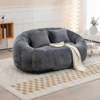 Kumix Bean Bag Sofa Lazy Sofa Durable Comfort Lounger High Back Bean Bag Chair Couch for Adults and Kids, Indoor & Outdoor, Accent Floor Soft Lounge Chair (Gray Chenille)