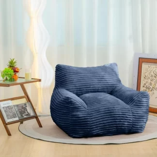 Kumix Bean Bag Chair for Adults with Armrests, Oversized Comfy Beige Beanbag Lounge Lazy Floor Sofa Chair for Living Room, Bedroom & Dorm, Cozy Fluffy Single Cloud Mini Couch, Blue