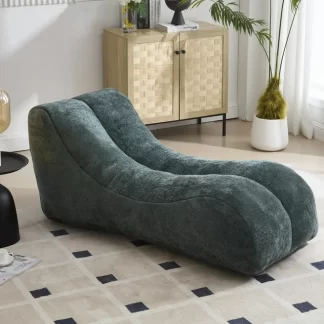Kumix Bean Bag Sofa Chair, Polyester Bean Bag Chair with High-quality Sponge, Plump and Elastic Bean Bag Sofa Chair for Kids Teens Adults, Creative Beanbag Chair for Living Room, Light Blue