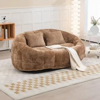 Kumix Bean Bag Sofa Lazy Sofa Durable Comfort Lounger High Back Bean Bag Chair Couch for Adults and Kids, Indoor & Outdoor, Accent Floor Soft Lounge Chair (Coffee Chenille)