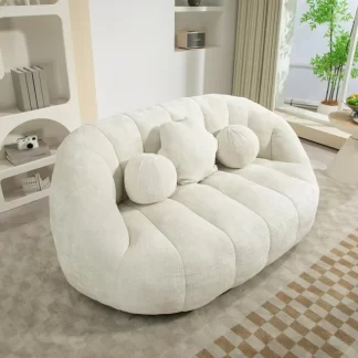 Kumix Bean Bag Sofa, Lazy Sofa Durable Comfort Lounger High Back Bean Bag Chair Couch for Adults and Kids, Indoor & Outdoor, Bean Bag Sofa with 2 Seats, Accent Floor Soft Lounge Chair, White