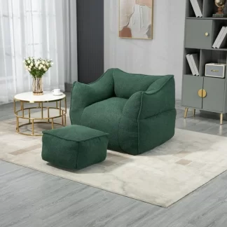 Kumix Bean Bag Chair Lazy Sofa/Footstool Durable Comfort Lounger High Back Bean Bag Chair Couch for Adults and Kids, Indoor & Outdoor BeanBag Sofa Chair for Reading, Resting, Emerald