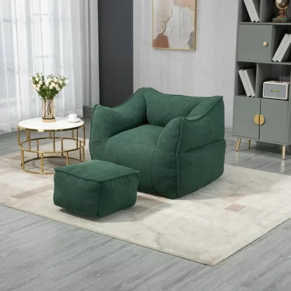 Kumix Bean Bag Chair Lazy Sofa/Footstool Durable Comfort Lounger High Back Bean Bag Chair Couch for Adults and Kids, Indoor & Outdoor BeanBag Sofa Chair for Reading, Resting, Emerald