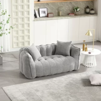 Kumix Soft Beanbag Chair with High Resilience Foam Core for 2 People, Comfortable Square Recliner Sofa is Ideal for Family Members and Friends Engaged in Games, Reading, Watching TV, Gray