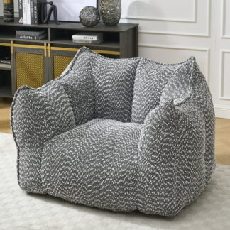 Kumix Bean Bag Sofa Chairs with Highly Resilient Foam for Living Rooms and Bedrooms, Comfortable Square Lazy Sofas, Sofas for Adults to Play, Read and Watch TV, Bean Bag Lazy Chairs, Grey