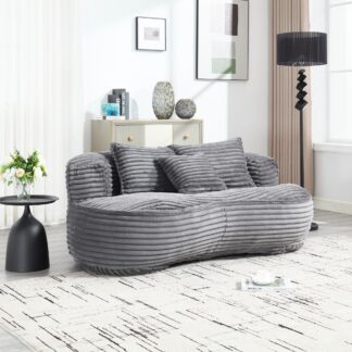 Kumix Bean Bag Chair, Lazy Sofa Chair Durable Comfort Lounger High Back Bean Bag Chair Couch for Adults and Kids, Indoor & Outdoor, Accent Floor Soft Lounge Chair for Reading, Gray