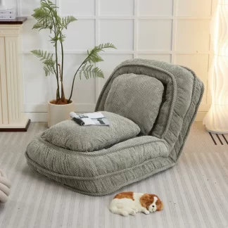 Kumix Upgraded Foldable Lazy Sofa Bed, Cozy Tatami Human Dog Bed with 5 Adjustable Positions for Living Room, Bedroom & More, Suit to Put in Bedroom, Space Saving Design, Green