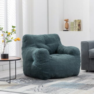 Kumix Bean Bag Chair with Filler, Bean Bag Sofa with Tufted Soft Stuffed Filling, Fluffy and Lazy Sofa, Comfy Cozy BeanBag Chairs with Memory Foam for Dorm, Apartment, Living Room, Green