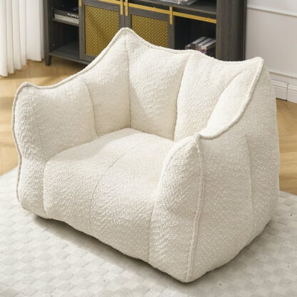 Kumix Bean Bag Sofa Chairs with Highly Resilient Foam for Living Rooms and Bedrooms, Comfortable Square Lazy Sofas, Sofas for Adults to Play, Read and Watch TV, Bean Bag Lazy Chairs, Beige