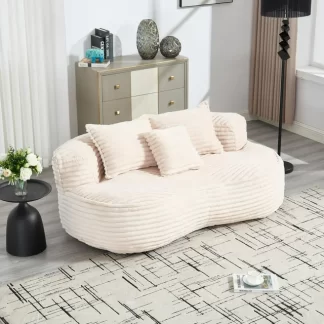 Kumix Bean Bag Chair, Lazy Sofa Chair Durable Comfort Lounger High Back Bean Bag Chair Couch for Adults and Kids, Indoor & Outdoor, Accent Floor Soft Lounge Chair for Reading, Beige