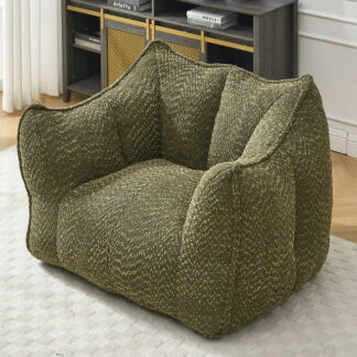 Kumix Bean Bag Sofa Chairs with Highly Resilient Foam for Living Rooms and Bedrooms, Comfortable Square Lazy Sofas, Sofas for Adults to Play, Read and Watch TV, Bean Bag Lazy Chairs, Olive Green