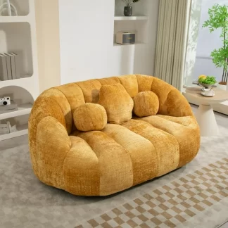 Kumix Bean Bag Sofa, Lazy Sofa Durable Comfort Lounger High Back Bean Bag Chair Couch for Adults and Kids, Indoor & Outdoor, Bean Bag Sofa with 2 Seats, Accent Floor Soft Lounge Chair, Yellow