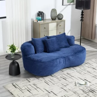 Kumix Bean Bag Chair, Lazy Sofa Chair Durable Comfort Lounger High Back Bean Bag Chair Couch for Adults and Kids, Indoor & Outdoor, Accent Floor Soft Lounge Chair for Reading, Navy